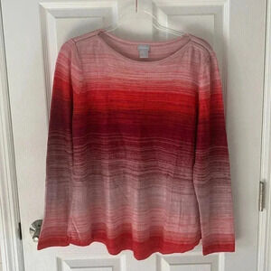 Chicos pink and red striped sweater